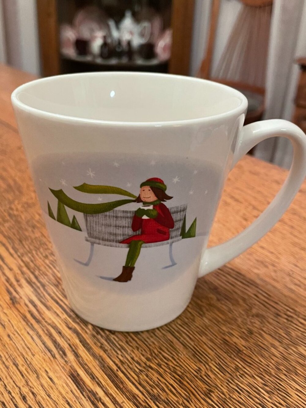 Girl on a Park Bench Enjoying a Hot Drink Coffee Cup Mug 13 ounces by Designpac